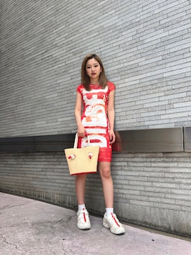 「DIESEL（ディーゼル）のアイテム（ワンピース）」を使った、望羽さん（レディース・157cm）の春コーディネート