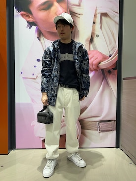 「ARMANI EXCHANGE（アルマーニエクスチェンジ）の【A|X アルマーニ エクスチェンジ】ICON パネルキャップ（キャップ、ホワイト系）」を使った、いおりんさん（メンズ・166cm）の春コーディネート
