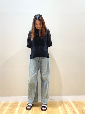 「ITEMS URBANRESEARCH（アイテムズ アーバンリサーチ）のアイテム（ニット/セーター）」を使った、ナカゾノさん（レディース・170cm）の春コーディネート
