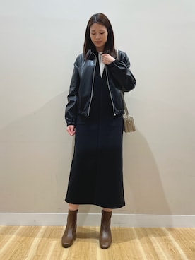 「アイテム（ライダースジャケット）」を使った、ナカゾノさん（レディース・170cm・30代）の秋コーディネート