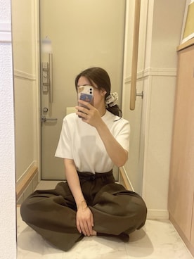 「アイテム（シュシュ）」を使った、121424hmさん（レディース・163cm）の秋コーディネート