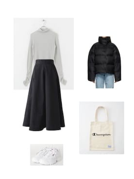 「Acne Studios（アクネストゥディオズ）のアイテム（ダウンジャケット/コート）」を使った、Hana.さん（レディース・155cm）の冬コーディネート
