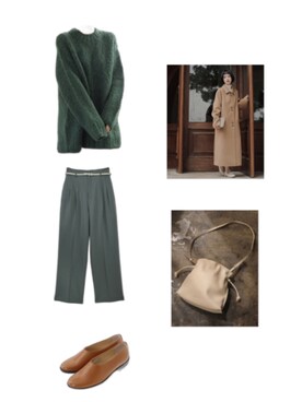 「Ameri（アメリ）のアイテム（スラックス）」を使った、Hana.さん（レディース・155cm）の冬コーディネート