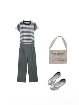 「Ameri（アメリ）のアイテム（スラックス）」を使った、Hana.さん（レディース・155cm）の夏コーディネート