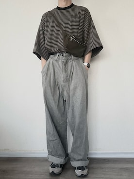 「アイテム（Tシャツ/カットソー）」を使った、しろさん（メンズ・163cm）の秋コーディネート