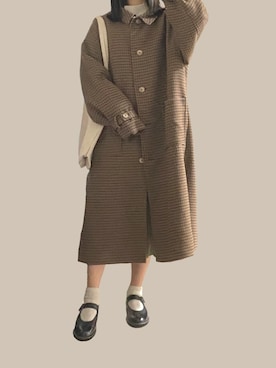 「ehka sopo（エヘカソポ）のアイテム（ステンカラーコート）」を使った、ぺりか☺︎さん（レディース・159cm）の冬コーディネート