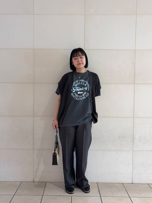 GOOD ROCK SPEED / NYC プリント ロングスリーブ Tee チャコール