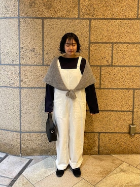 「かぐれ（カグレ）のペルータッセルストール（マフラー）」を使った、izm0327さん（レディース・157cm）の冬コーディネート