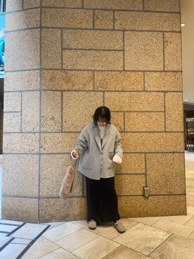 「RODE SKO（ロデスコ）のタッセル付フラッフィトートバッグ（トートバッグ）」を使った、izm0327さん（レディース・157cm）の秋コーディネート