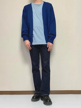 「178cm」｜青色コーデのうた⚫️⚪️🔵さん（メンズ・178cm）の秋コーディネート