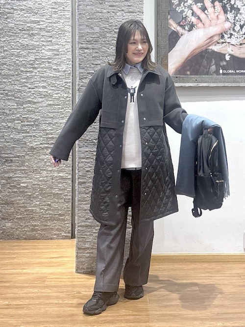 セール】ウールライク切り替えコート/499669（ステンカラーコート