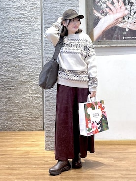 「GLOBAL WORK（グローバルワーク）のアイテム（Tシャツ/カットソー）」を使った、きくさん（レディース・161cm）の冬コーディネート