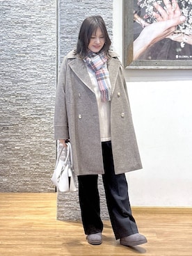 「アイテム（チェスターコート）」を使った、きくさん（レディース・161cm）の冬コーディネート