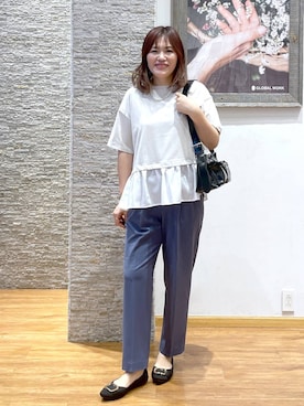 「アイテム（ネックレス、イエロー系）」を使った、きくさん（レディース・161cm）の夏コーディネート
