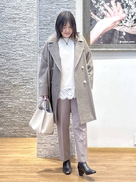 「リラックス」｜「アイテム（チェスターコート）」を使った、きくさん（レディース・161cm）の冬コーディネート