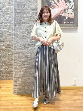 「GLOBAL WORK（グローバルワーク）のアイテム（シャツ/ブラウス）」を使った、きくさん（レディース・161cm）の春コーディネート