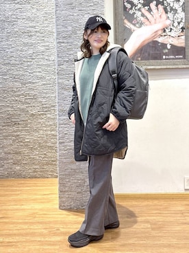 「アイテム（バックパック/リュック）」を使った、きくさん（レディース・161cm）の秋コーディネート