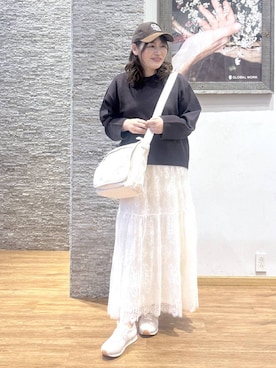 「ハグミーニット_GLOBALWORK」｜「アイテム（キャップ）」を使った、きくさん（レディース・161cm）の秋コーディネート