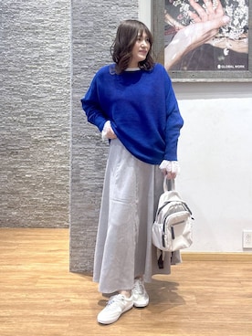 「GLOBAL WORK（グローバルワーク）のふわふわHugmeドルマンプルオーバー/595406（ニット/セーター）」を使った、きくさん（レディース・161cm）の秋コーディネート