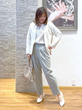 「ウツクシルエット_GLOBAL WORK」｜「アイテム（ジャケット/アウター）」を使った、きくさん（レディース・161cm）の春コーディネート