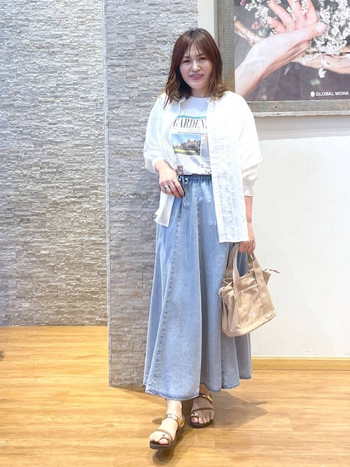 グローバルワーク　しゅり/エアリーリラックスデニムワンピース ジャンスカ グローバルワーク しゅり/エアリーリラックスデニムワンピース