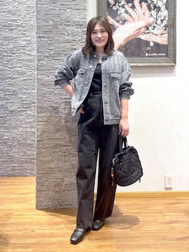 「GLOBAL WORK（グローバルワーク）のGOODデニムバギーパンツ/498388（デニムパンツ）」を使った、きくさん（レディース・161cm）の秋コーディネート
