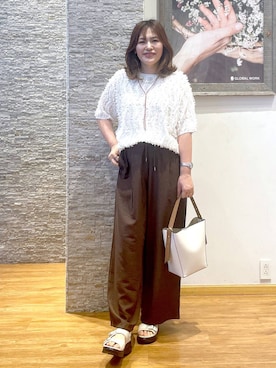 「アイテム（ブラウン系）」を使った、きくさん（レディース・161cm）の夏コーディネート