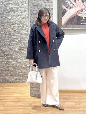 「アイテム（チェスターコート）」を使った、きくさん（レディース・161cm）の冬コーディネート