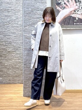 「GLOBAL WORK（グローバルワーク）のアイテム（ステンカラーコート）」を使った、きくさん（レディース・161cm）の冬コーディネート