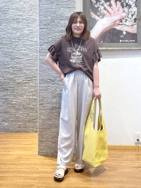 「GLOBAL WORK（グローバルワーク）のアイテム（パンツ）」を使った、きくさん（レディース・161cm）の夏コーディネート