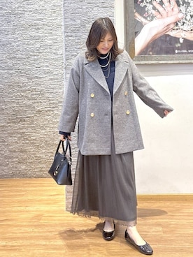 「アイテム（チェスターコート）」を使った、きくさん（レディース・161cm）の秋コーディネート