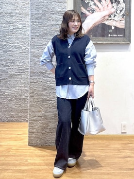 「GLOBAL WORK（グローバルワーク）のGOODデニムバギーパンツ/498388（デニムパンツ）」を使った、きくさん（レディース・161cm）の秋コーディネート