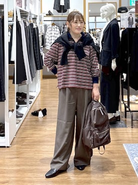 「アイテム（シュシュ）」を使った、きくさん（レディース・161cm）の秋コーディネート