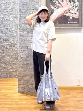 「GLOBAL WORK（グローバルワーク）のGOODデニムバギーパンツ/498388（デニムパンツ）」を使った、きくさん（レディース・161cm）の秋コーディネート