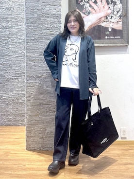 「アイテム（トートバッグ、ブラック系）」を使った、きくさん（レディース・161cm）の秋コーディネート