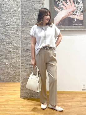 「ウツクシルエット_GLOBAL WORK」｜きくさん（レディース・161cm）の夏コーディネート
