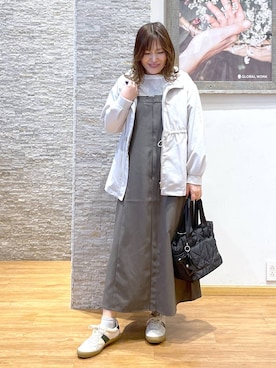 「アイテム（マウンテンパーカー）」を使った、きくさん（レディース・161cm）の春コーディネート