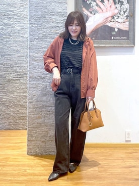 「GLOBAL WORK（グローバルワーク）のGOODデニムバギーパンツ/498388（デニムパンツ）」を使った、きくさん（レディース・161cm）の夏コーディネート