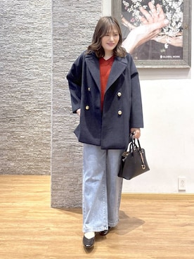 「アイテム（チェスターコート）」を使った、きくさん（レディース・161cm）の秋コーディネート