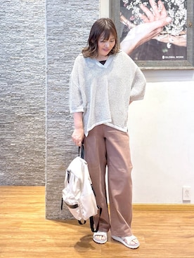 「GLOBAL WORK（グローバルワーク）のアイテム（タンクトップ）」を使った、きくさん（レディース・161cm）の秋コーディネート