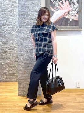 「アイテム（ネックレス、イエロー系）」を使った、きくさん（レディース・161cm）の夏コーディネート