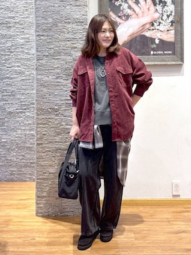 「GLOBAL WORK（グローバルワーク）のGOODデニムバギーパンツ/498388（デニムパンツ）」を使った、きくさん（レディース・161cm）の秋コーディネート