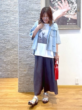 「アイテム（ネックレス、イエロー系）」を使った、きくさん（レディース・161cm）の夏コーディネート