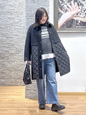 「リラックス」｜「アイテム（ステンカラーコート）」を使った、きくさん（レディース・161cm）の冬コーディネート