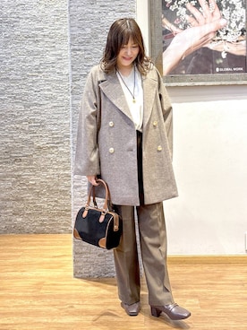 「リラックス」｜「アイテム（チェスターコート）」を使った、きくさん（レディース・161cm）の秋コーディネート