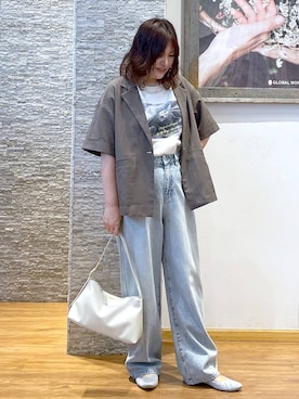 「GLOBAL WORK（グローバルワーク）のアイテム（ジャケット/アウター）」を使った、きくさん（レディース・161cm）の夏コーディネート