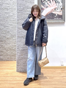 「GLOBAL WORK（グローバルワーク）のエアリュクスダウンフードブルゾン/495695（ダウンジャケット/コート）」を使った、きくさん（レディース・161cm）の秋コーディネート