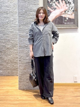 「GLOBAL WORK（グローバルワーク）のGOODデニムバギーパンツ/498388（デニムパンツ）」を使った、きくさん（レディース・161cm）の秋コーディネート