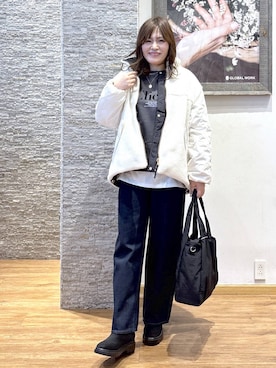 「GLOBAL WORK（グローバルワーク）のGOODデニムバギーパンツ/498388（デニムパンツ）」を使った、きくさん（レディース・161cm）の秋コーディネート