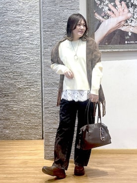 「GLOBAL WORK（グローバルワーク）のアイテム（Tシャツ/カットソー）」を使った、きくさん（レディース・161cm）の冬コーディネート